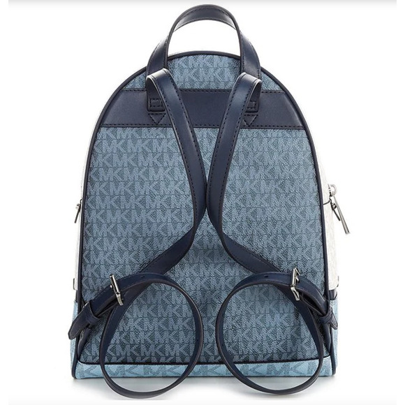 NWT Michael Kors Rhea Medium Colorblock Silver Hardware Signature Logo Backpack main image 4